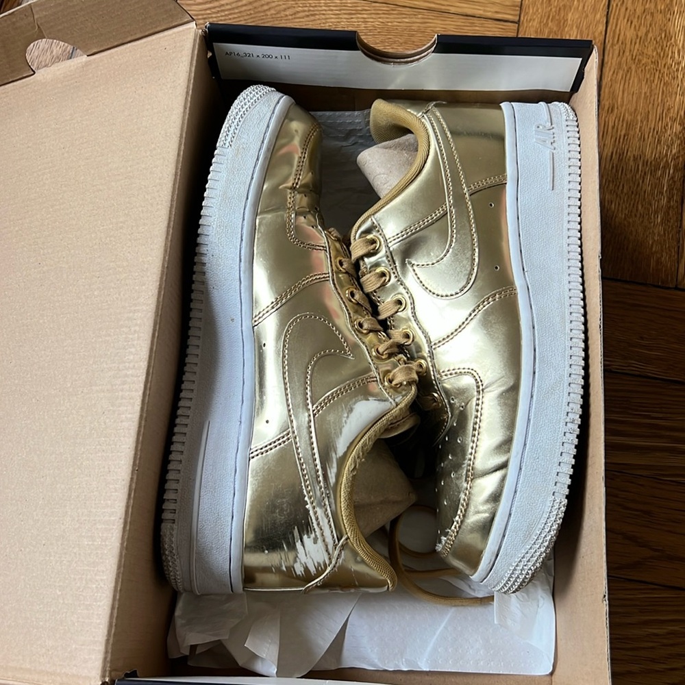 Gold Air Force 1 Sneakers